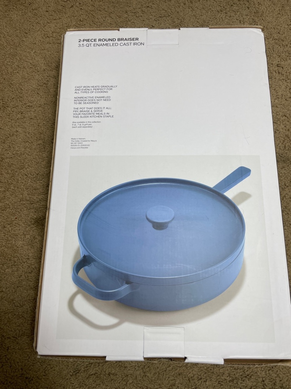 The Cellar Blue 3.5 Qt Enameled Cast Iron Round NWT - Picture 5 of 8